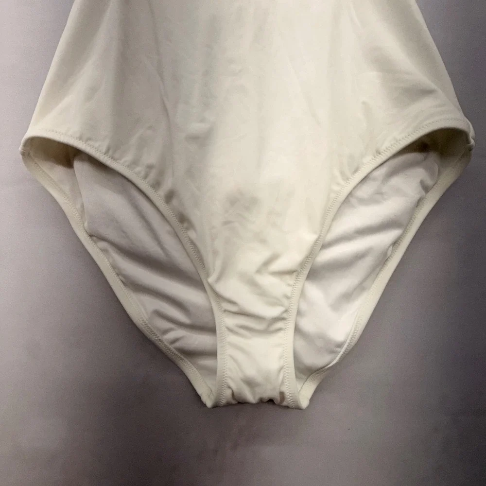 Victorias Secret High Neck Cutout One Piece Swimsuit White XL Crochet Back NEW
